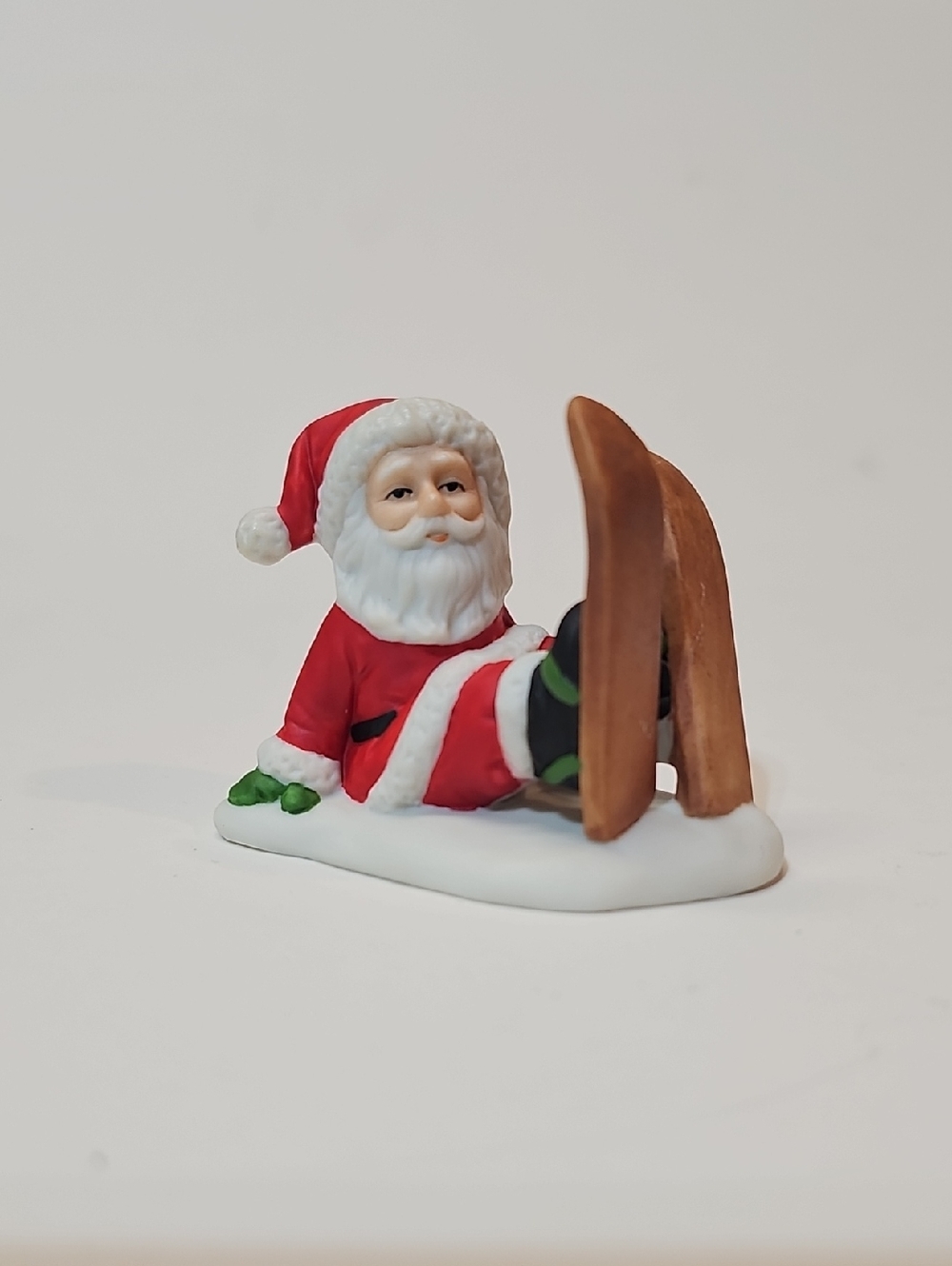 Lefton Christmas Colonial Village Miniature Santa On Skis Figurine - #07822